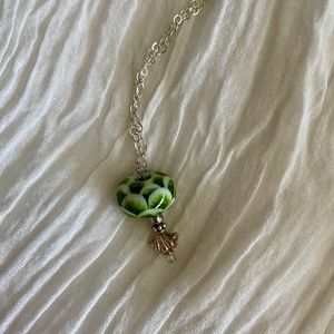 Green Glass Charm Necklace